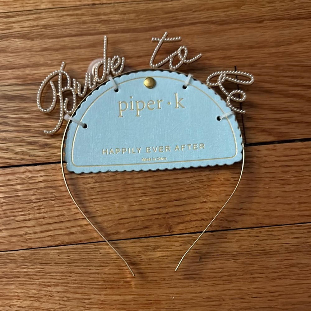 Piper K Bride to Be Gold and pearl Wedding Headband